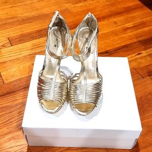 Gold Peeptoe Platform Heels
